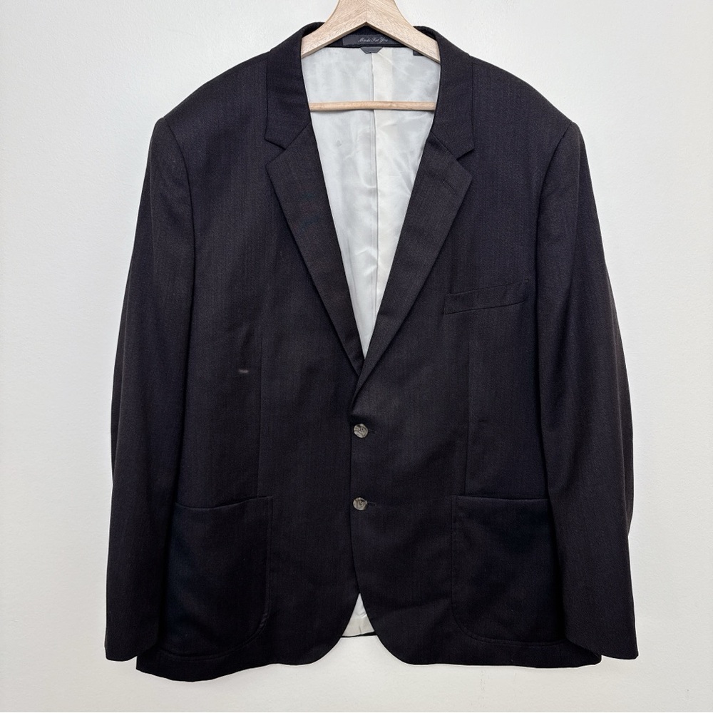 Indochino Mens 52R Brown Wool Button Lined Sport Coat Blazer Custom Made